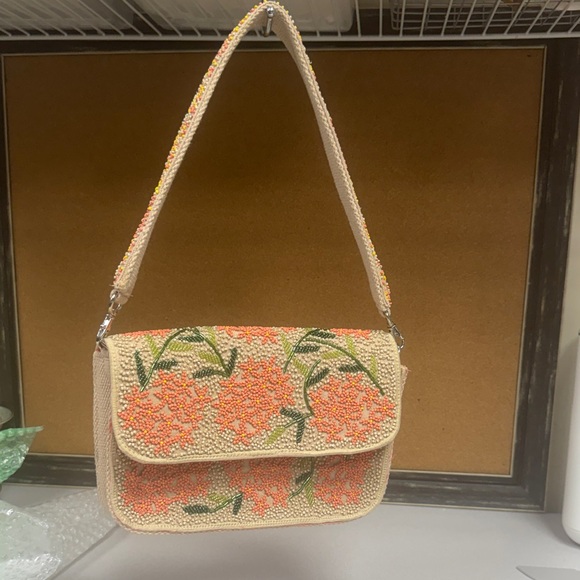Handbags - Floral Beaded Handbag